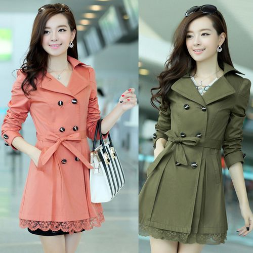 2013秋季新款女士风衣 韩版修身女装 秋衣服 中长款蕾丝春秋外套
