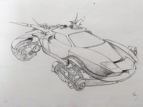 素描科幻汽车画