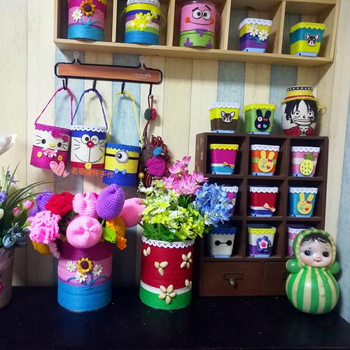 可乐瓶废物利用制作成品塑料花盆亲子创意diy幼儿园手工作业环保