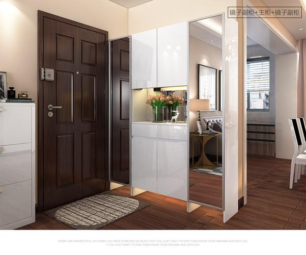 客厅储物隔断柜人造板木质穿衣镜子玄关台进门鞋柜门厅柜玄关桌衣帽柜