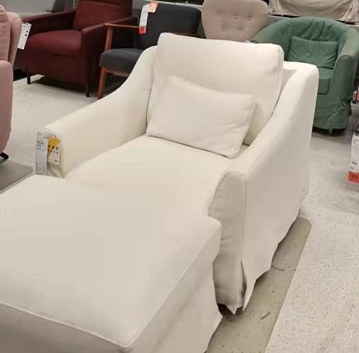 宁波宜家法乐福单人扶手椅布艺沙发日系白色小清新沙发国内代购