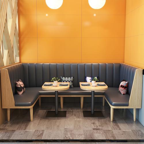 主题茶餐厅奶茶店u型靠墙卡座沙发