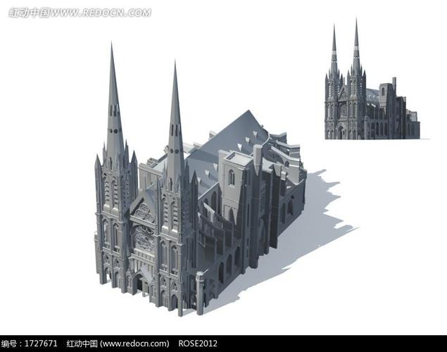 现代化欧式城堡建筑建筑3d模型设计图片