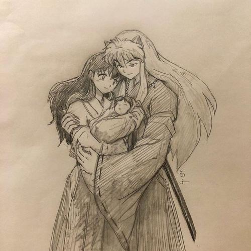 分享一组犬夜叉的素描插画你想学画画吗