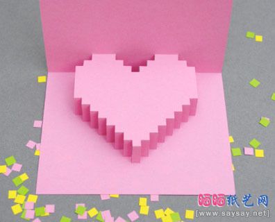 立体爱心贺卡立体卡片手工制作教程实用折纸-34kb