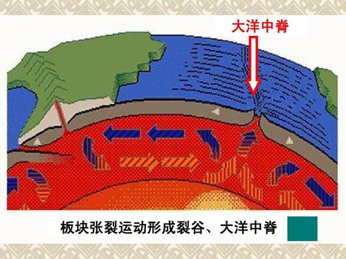 大洋中脊 板块张裂运动形成裂谷,大洋中脊