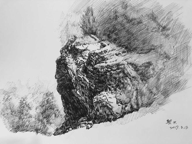 学习朱云峰老师的黑白钢笔画