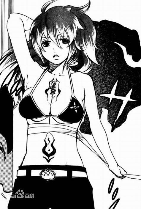 就是一个女性动漫角色只穿着内库和外衣 肚子还有一道