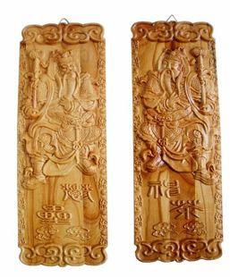 龙义桃木门神摆件 神荼郁垒门符桃符挂件木雕家居装饰2000393 新品