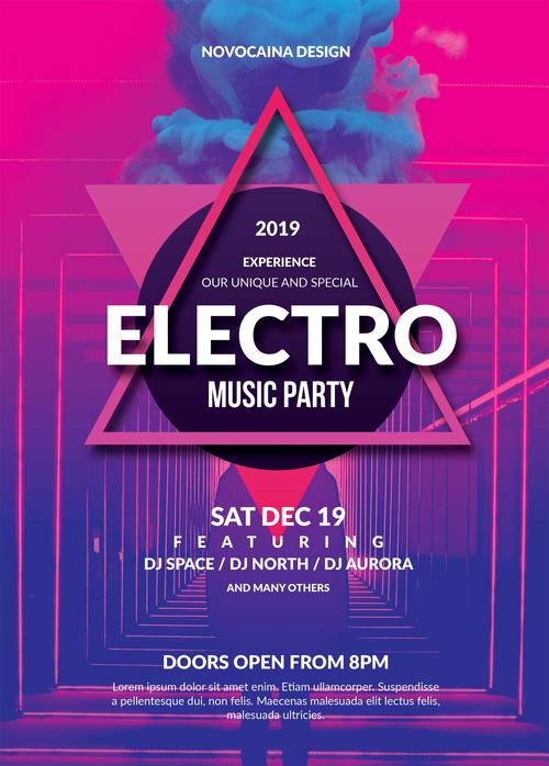 电子音乐派对海报传单设计模板2 - 云雀素材