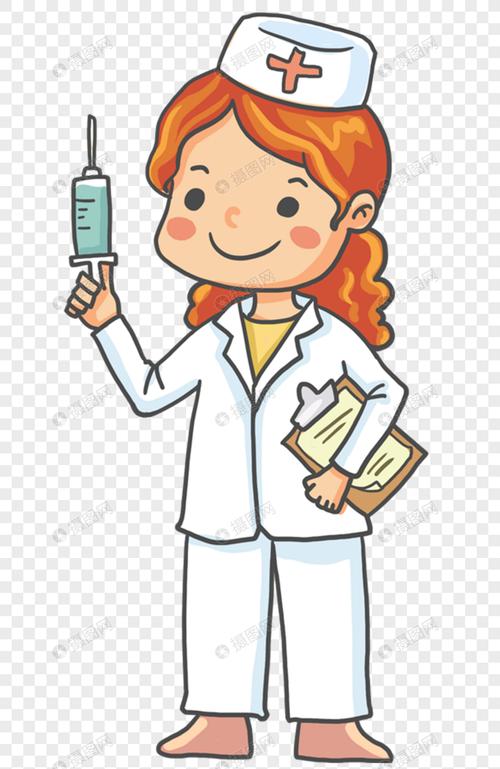 免抠元素 手绘/卡通元素 拿注射器打针的医生.png