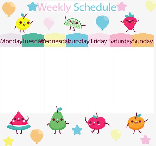 卡通水果一周计划