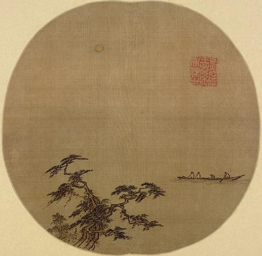 夏圭《松溪泛月图》