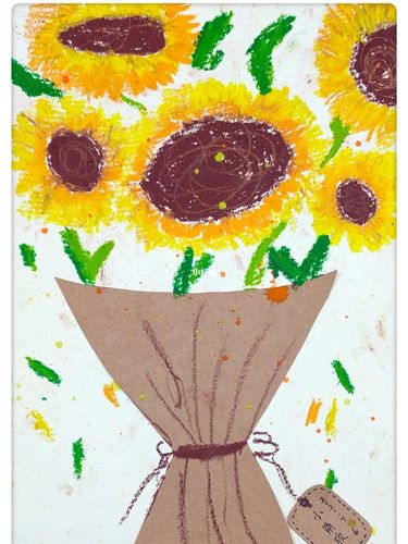 中班绘画《向日葵花束》_花束_绘画_向日葵_文化_绘画
