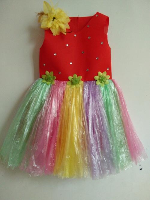 六一儿童节环保服装演出服儿童时装秀手工材料制作环保衣服公主裙_4折