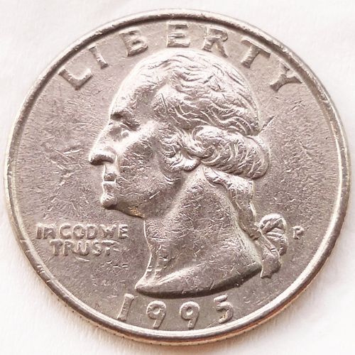 1990年代 美国 25美分铜镍合金硬币 华盛顿总统币 白头雕24.