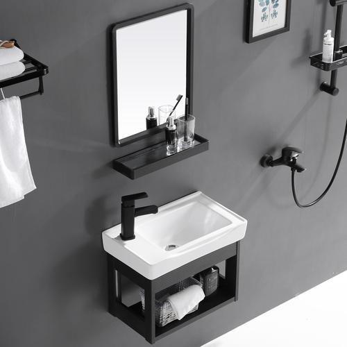 唐臻北欧挂墙式洗手盆柜组合小户型家用卫生间洗脸盆简易洗漱台池面盆