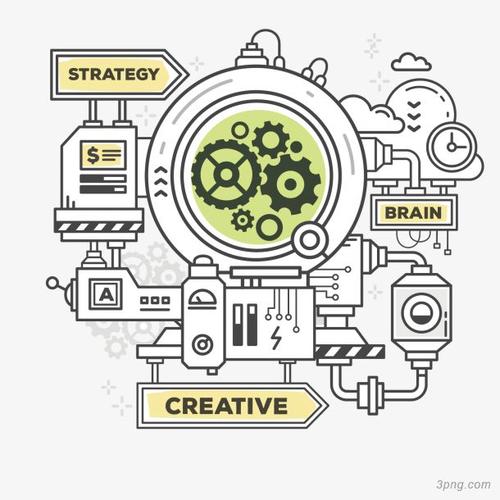 绿色零件扁平插画png素材透明免抠图片-卡通手绘