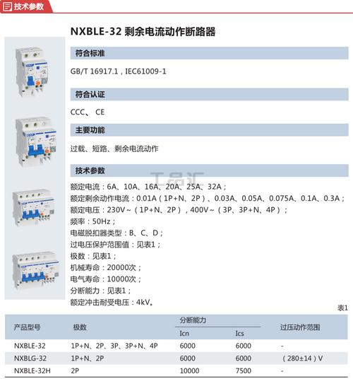正泰nxble-63 剩余电流动作断路器,3台/盒,36/箱;nxble-32 3p c32