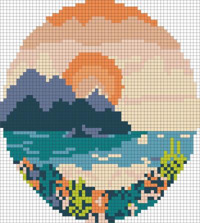 风景像素画,像素格细化