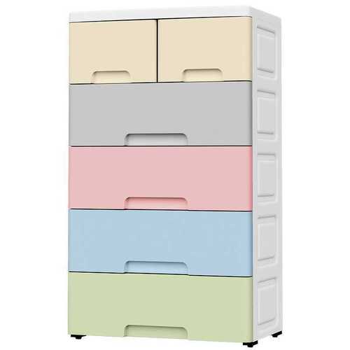 加厚收纳柜子储物柜66cm宽塑料整理箱家用带轮多层抽屉式儿童衣柜