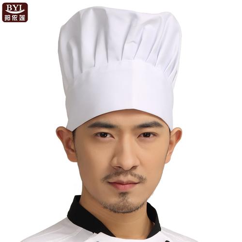 厨师工作帽子 蛋糕食品厂 餐饮 饭店 厨房男女白红黑色蘑菇棉帽子