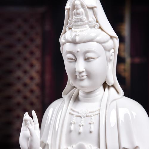 戴玉堂陶瓷观音佛像供奉神像家用摆件林建胜德化白瓷观世音菩萨像