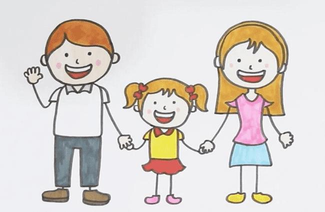 【全家福简笔画】三人全家福简笔画步骤