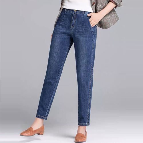 卡轩婷加绒牛仔裤女士2021秋冬新款九分小脚裤高腰