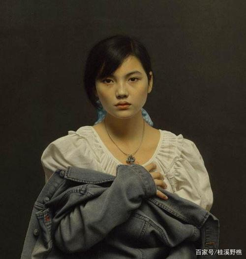 冷军超写实肖像油画《小唐》局部