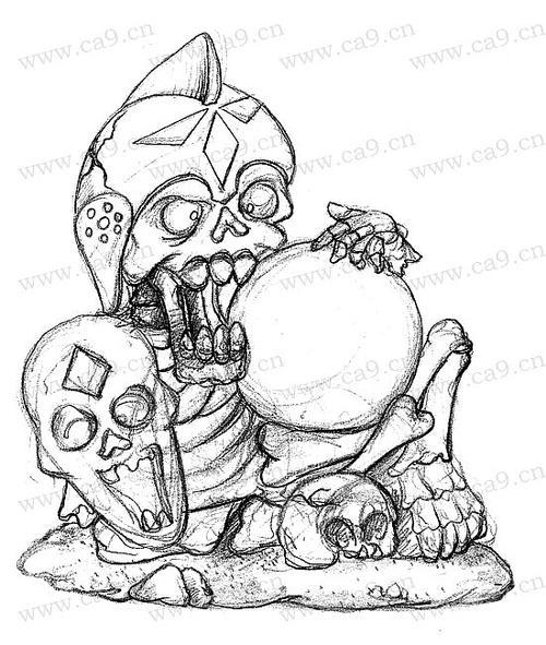 万圣节主题的简笔画骷髅