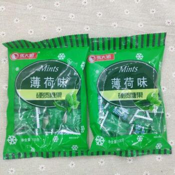 马大姐糖果超凉薄荷糖100g清凉无夹心老式薄荷硬糖休闲零食20袋薄荷糖