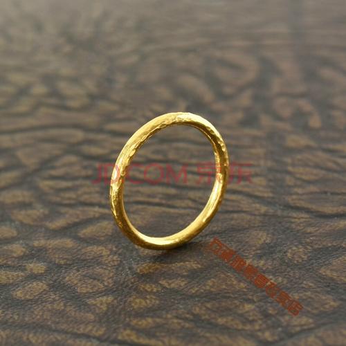 黄金戒指足金999锤纹指环亮面素圈尾戒女款细戒情侣对戒送礼情人节