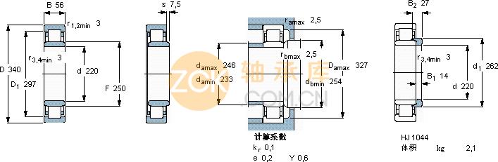 skf 圆柱滚子轴承 nu1044m