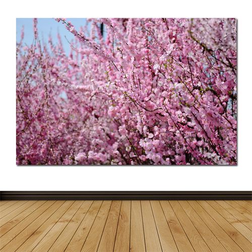桃花装饰画卧室贴墙画花卉海报定制桃花好运挂画桃花风景壁画b33