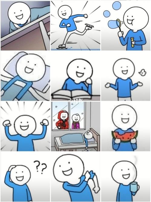 表情包98小蓝人_表情包_小蓝人表情包_文化_绘画