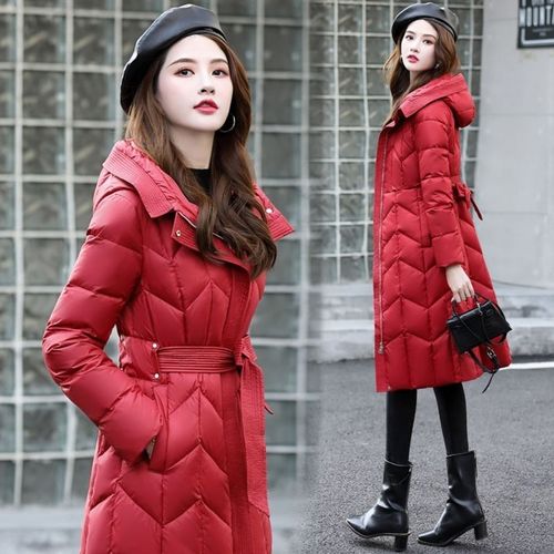 2020年羽绒服流行女款,2020年新款羽绒服女款 2020年新款羽绒服女长款韩版过膝修身显瘦白鸭绒连帽