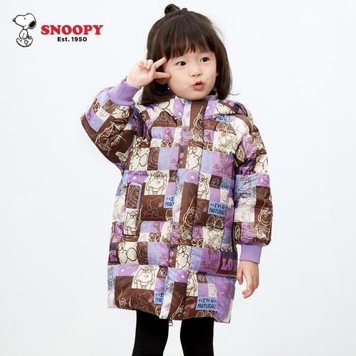 史努比儿童冬装加厚羽绒服女童中长款中小童宝宝冬季婴儿洋气外套