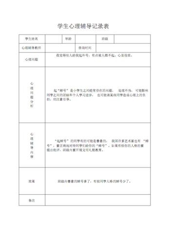 小学心理咨询心理疏导记录表.pdf