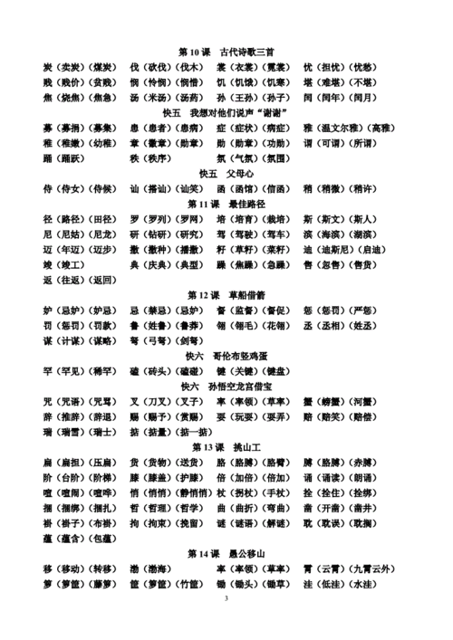 教科版四年级下册语文生字组词doc4页