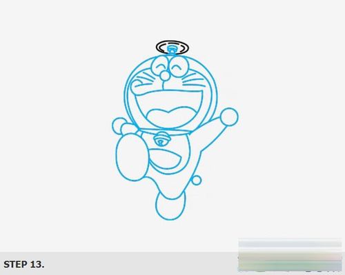 简笔画 卡通动漫简笔画 头顶竹蜻蜓的哆啦a梦简笔画教程