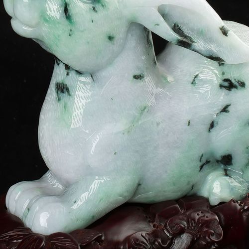 【源头好货-四会】天然缅甸a货翡翠冰糯种小兔子摆件4