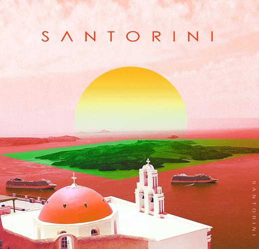 蒸汽波圣托里尼