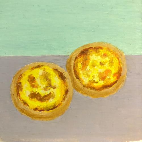 油画棒美食79|蛋挞93|附教程_油画_蛋挞_美食_高光_油画棒_文化