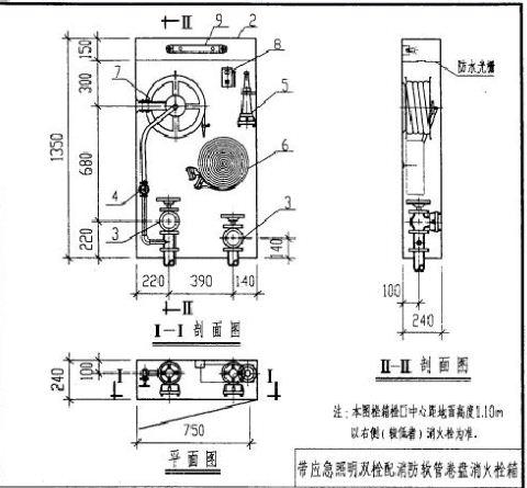 室内消火栓双栓带软管卷盘消防箱尺村