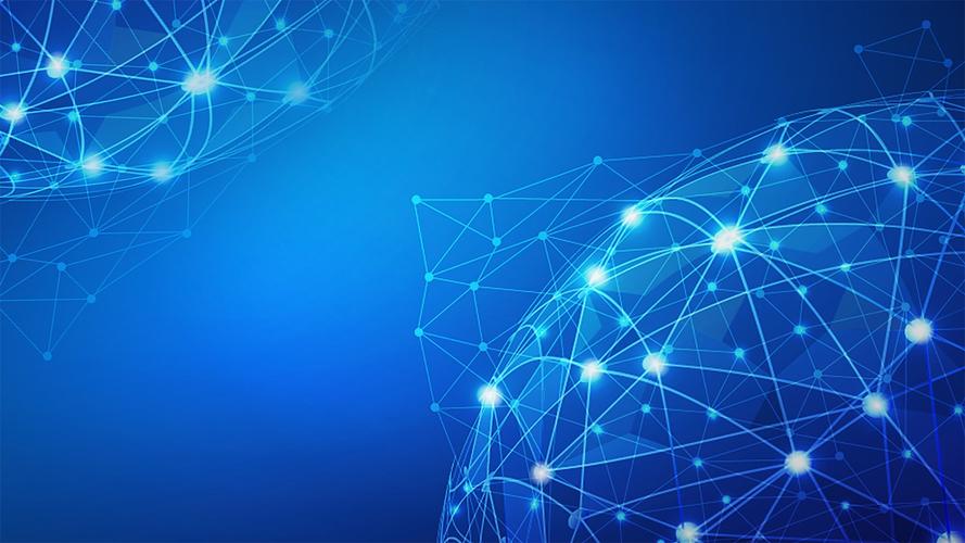 蓝色炫酷网状粒子科技圆形ppt背景图片