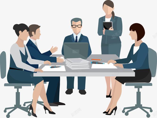 卡通开会的公司职员图矢量图