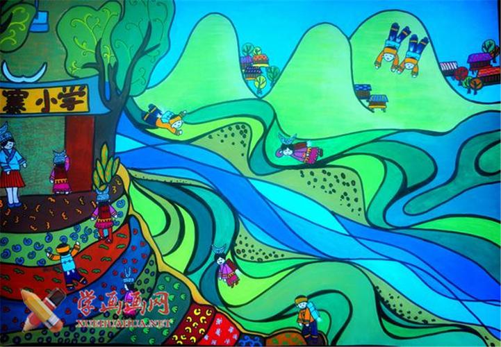 初中生优秀科幻画作品《飞行书包》