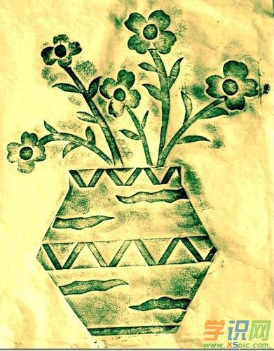 小学生版画作品花朵