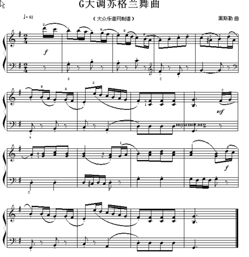 钢琴乐谱 - 考级初级曲目:g大调苏格兰舞曲